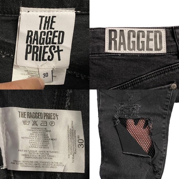 The Ragged Priests High Rise Slim Straight Leg Black Jeans Distressed Ripped 30 - Picture 3 of 15